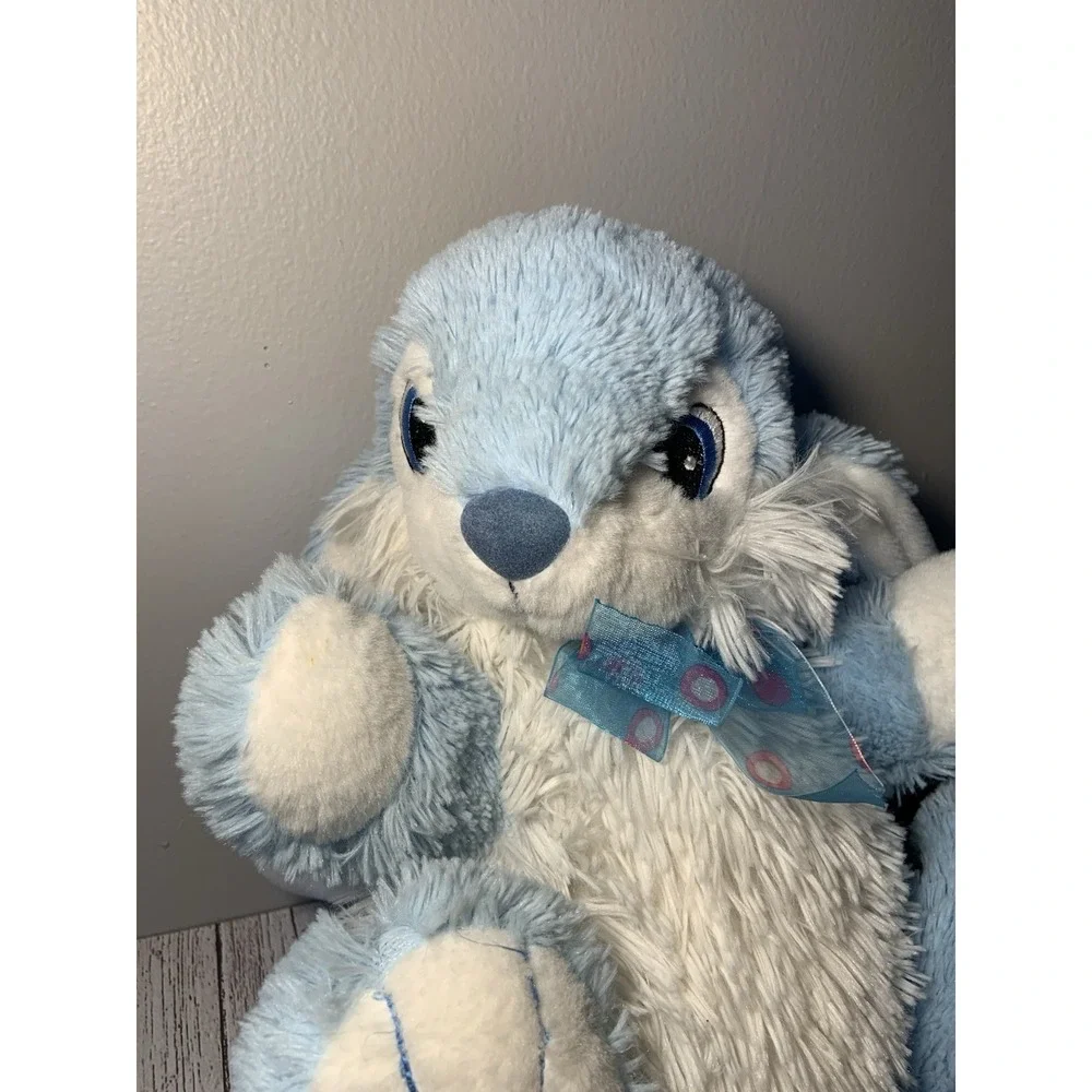 Dan dee Blue Easter Bunny Rabbit Stuffed Plush White Easter‎ Egg Bow 14
